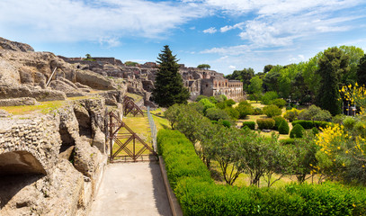 Wall Mural - Scenic panorama of ancient Roman ruins in Pompeii, Italy