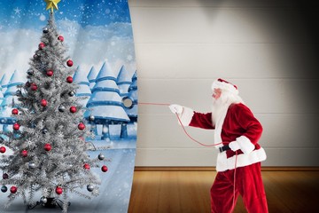 Aufkleber - Composite image of santa pulls something with a rope