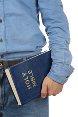 Canvas Print - Man holding Bible close up