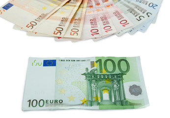 Sticker - Euro banknotes isolated on white