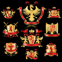 Poster - Heraldic labels gold red