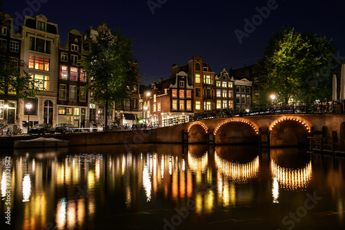Tapeta ścienna Widok z Amsterdamu w nocy