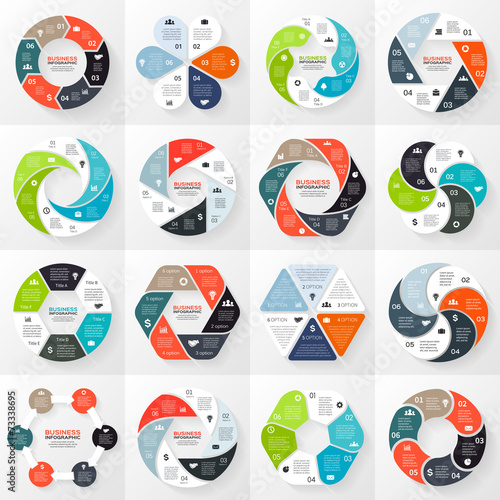 Photographie Flèches infographiques, diagramme, étapes, 6 options