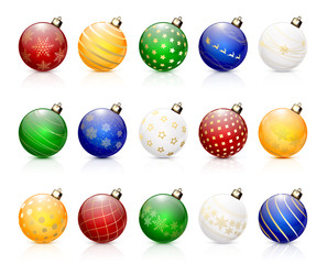 Wall Mural - Set of colorful Christmas balls