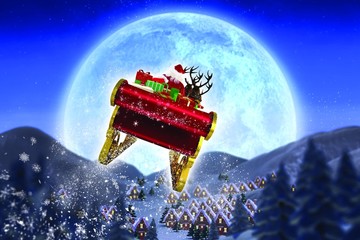 Aufkleber - Composite image of santa flying his sleigh