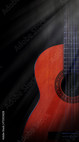 Board z aluminiowym obramowaniem Retro gitara na czarnym tle