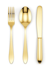 Golden Fork, Spoon And Knife