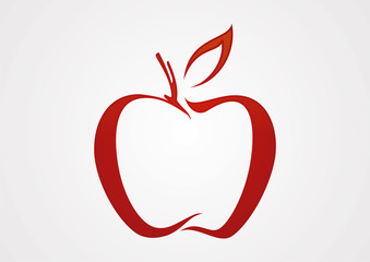 apple line red illustration logo vector