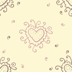 Wall Mural - heart doodle pattern