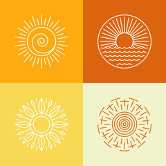 Aufkleber - Vector outline sun icons and logo design elements