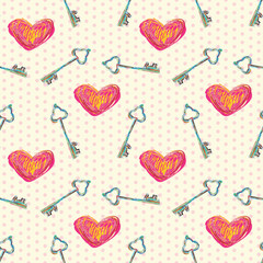 Wall Mural - hearts and keys
