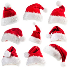Set Of Red Santa Claus Hats
