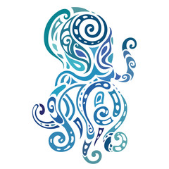 Poster - Ocean octopus. Ethnic pattern.