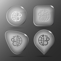 Poster - Globe and gear. Glass buttons. Vector illustration.