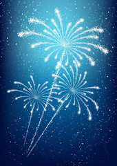 Wall Mural - Shiny fireworks on blue background