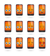 Wall Mural - cute phone  avatar expression set