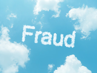 cloud words with design on blue sky background