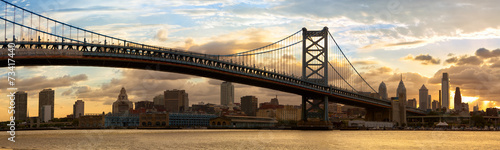 Fototapeta na wymiar Philadelphia skyline panorama at sunset, US