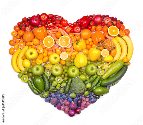 Naklejka na szybę Rainbow heart of fruits and vegetables