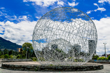 Metal Sphere Sculpture In Park Quito Ecuador South America