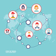 © antoniu - Social network concept People avatars on world map background