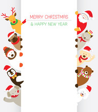 Christmas And Animals With Copy Space