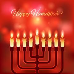 Sticker - Happy Hanukkah blurred background