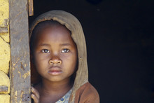 Madagascar-shy And Poor African Girl With Headkerchief