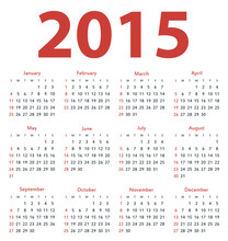Simple European 2015 Year Vector Calendar