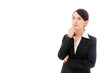 © taka - asian businesswoman thinking on white background
