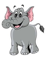 Canvas Print - Elephant Cartoon Illustration