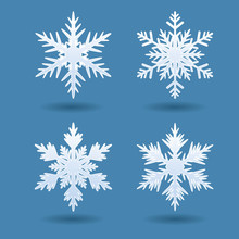 Set Of Vector Geometric Snowflakes