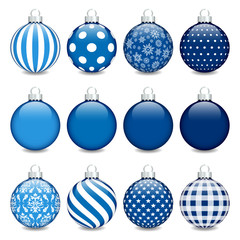 Canvas Print - Christmas Balls Pattern Blue/Silver