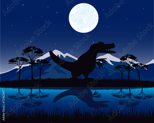 Naklejka samoprzylepna Dinozaur na przyrodę