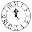 canvas print picture - Image of an old antique wall clock 7 seconds to midnight or noon