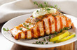 Grilled Salmon with lemon, olives and fresh thyme
