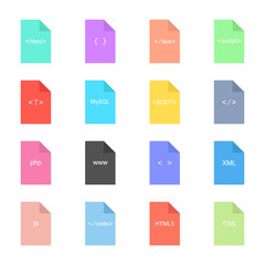 coding and programming icon on colored sheets