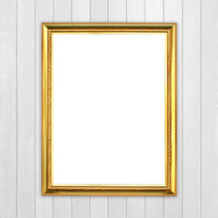 Wall Mural - golden frame on wood wall background