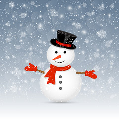 Wall Mural - Snowman on winter background