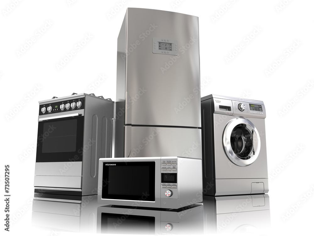 Home appliances. Set of household kitchen technics - obrazy, fototapety, plakaty 