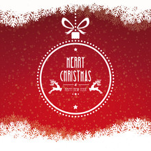Christmas Ball Merry Christmas Snowflakes Red Background
