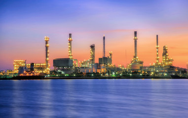 petrochemical plant in night time