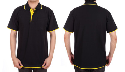 blank polo shirt set (front, back) on man