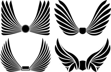 Wall Mural - Set of four pairs of wings for you design or logo