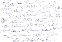 Collection Of Fictitious Contract Signatures. Autograph Illustra