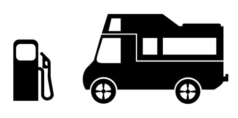 Sticker - Camping-car et une pompe à essence