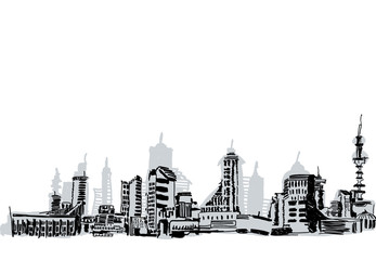 Autocollant - Sketch of city