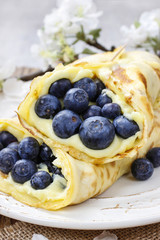 Canvas Print - Crepes with blueberries