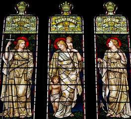 Wall Mural - Faith, Charity and Hope in stained glass