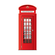 London Phone Booth Isolated On White Vector